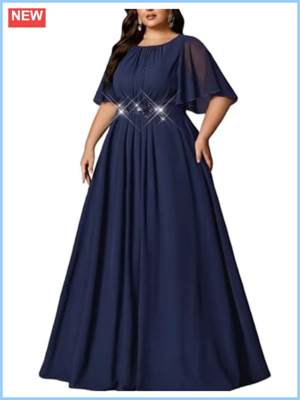 Plus Size A Line Formal Maxi Dress 3D Floral Chiffon Bridesmaid Gown